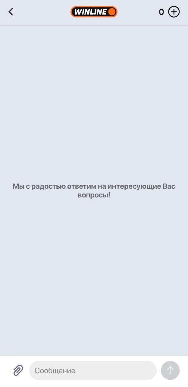 Онлайн-чат с поддержкой в приложении БК Винлайн