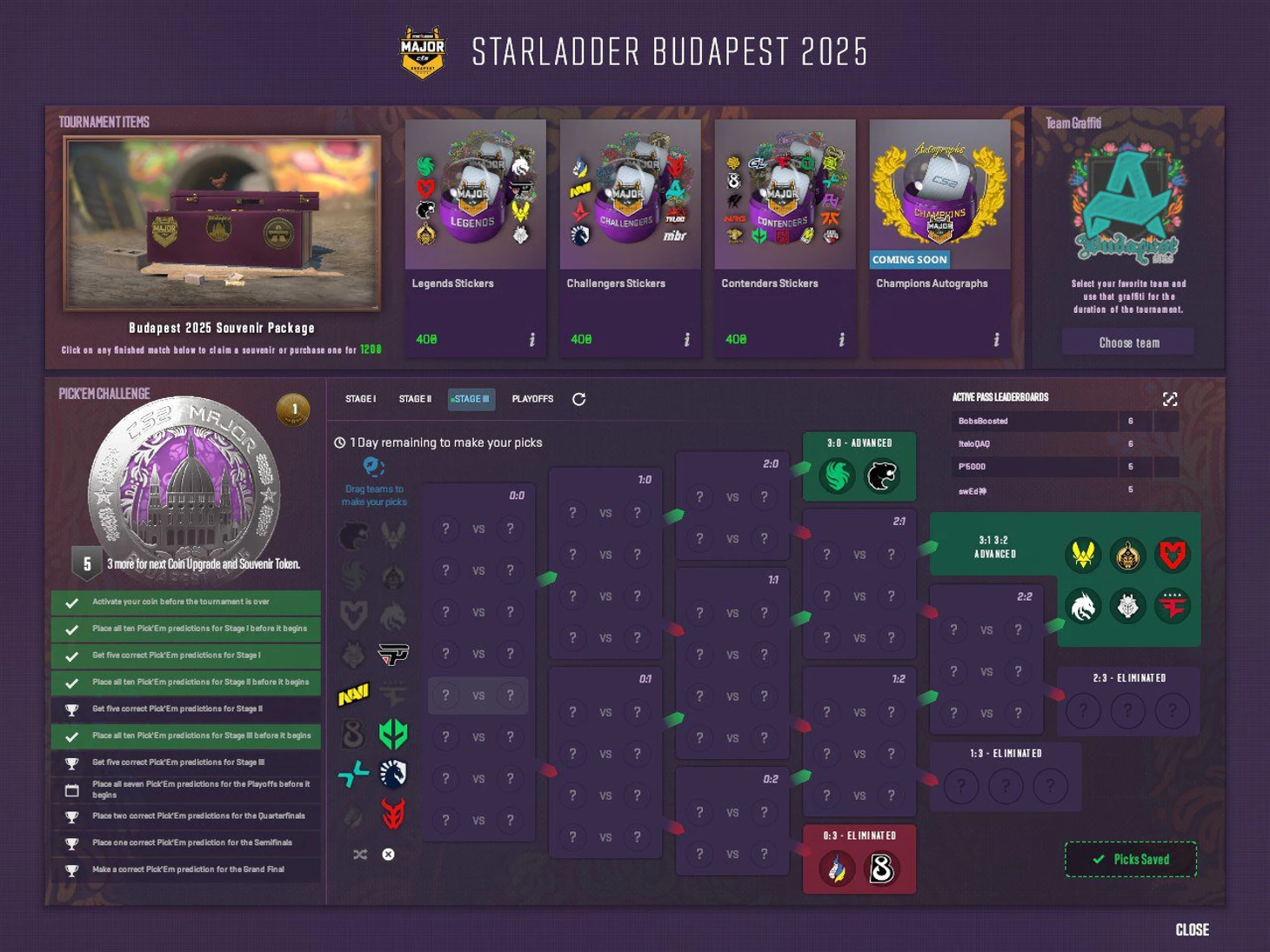 Пикемы на третий этап мажора 2025 по КС2