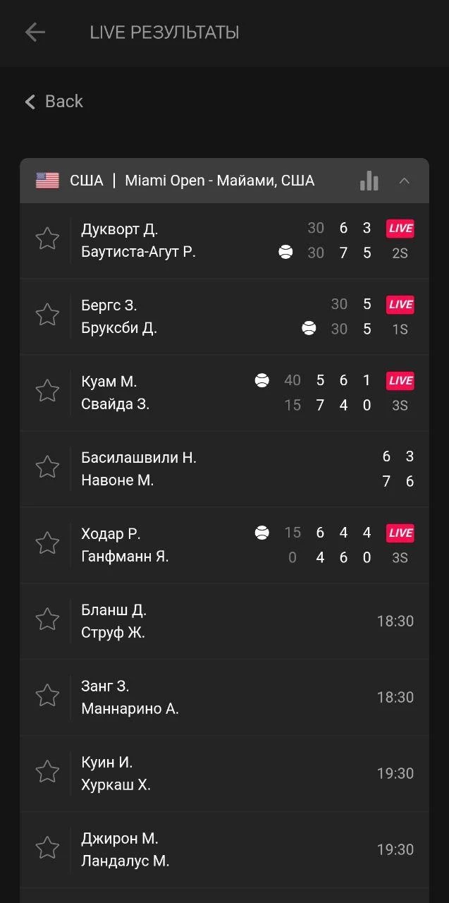 Live результаты матчей в приложении БК Мелбет