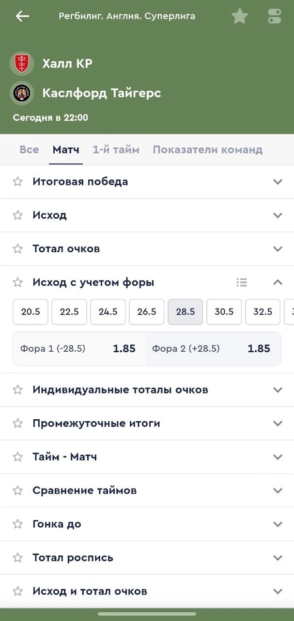 Что такое фора в ставках на регби