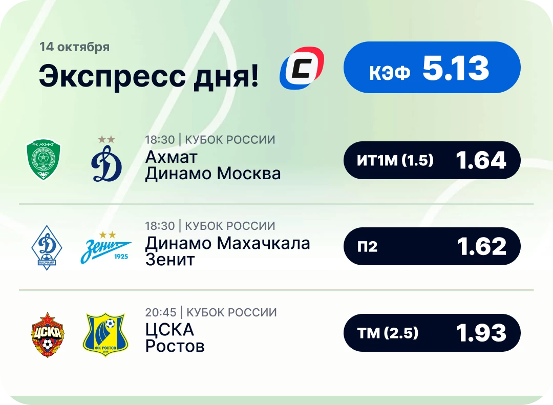 Экспресс на футбол на 14 октября Футбольный экспресс дня на 14 октября №1