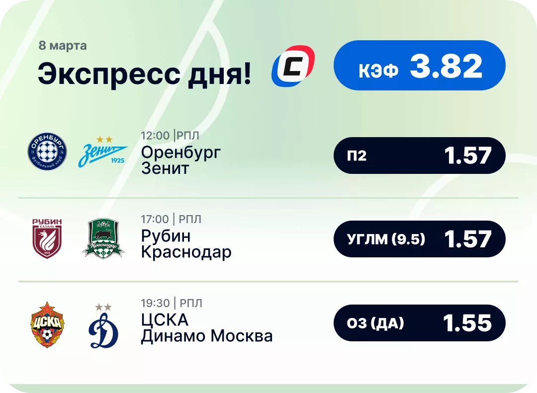 Футбольный экспресс дня на 8 марта №2