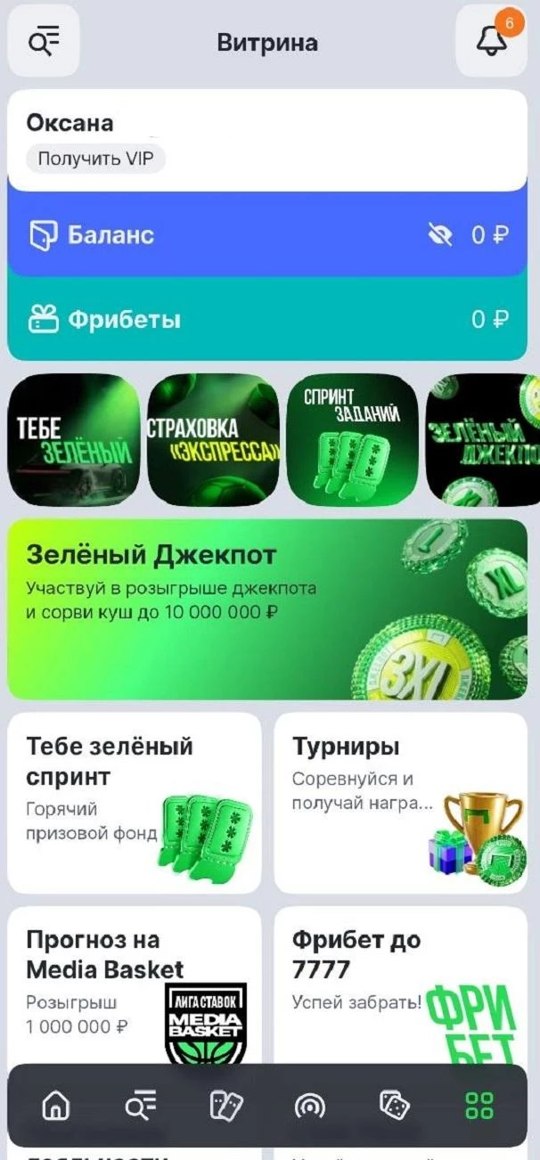 Личный кабинет в БК Лига Ставок