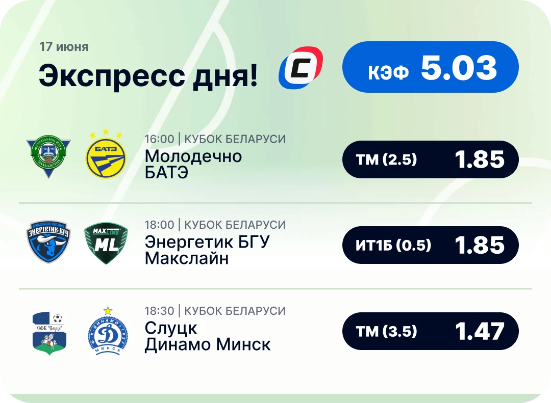 Футбольный экспресс дня на 17 июня