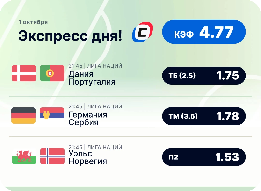 Экспресс дня на футбол Футбольный экспресс дня на 1 октября №1