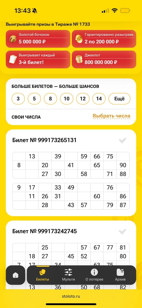 Русское лото №1733