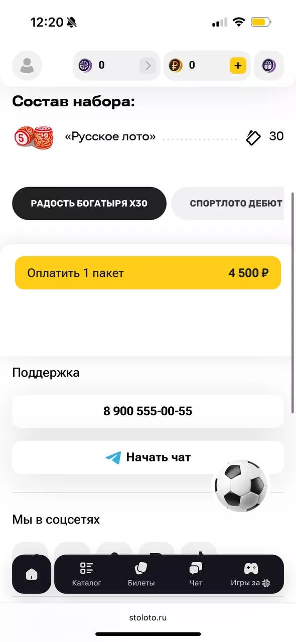 Пакеты лотерей «Радость богатыря»