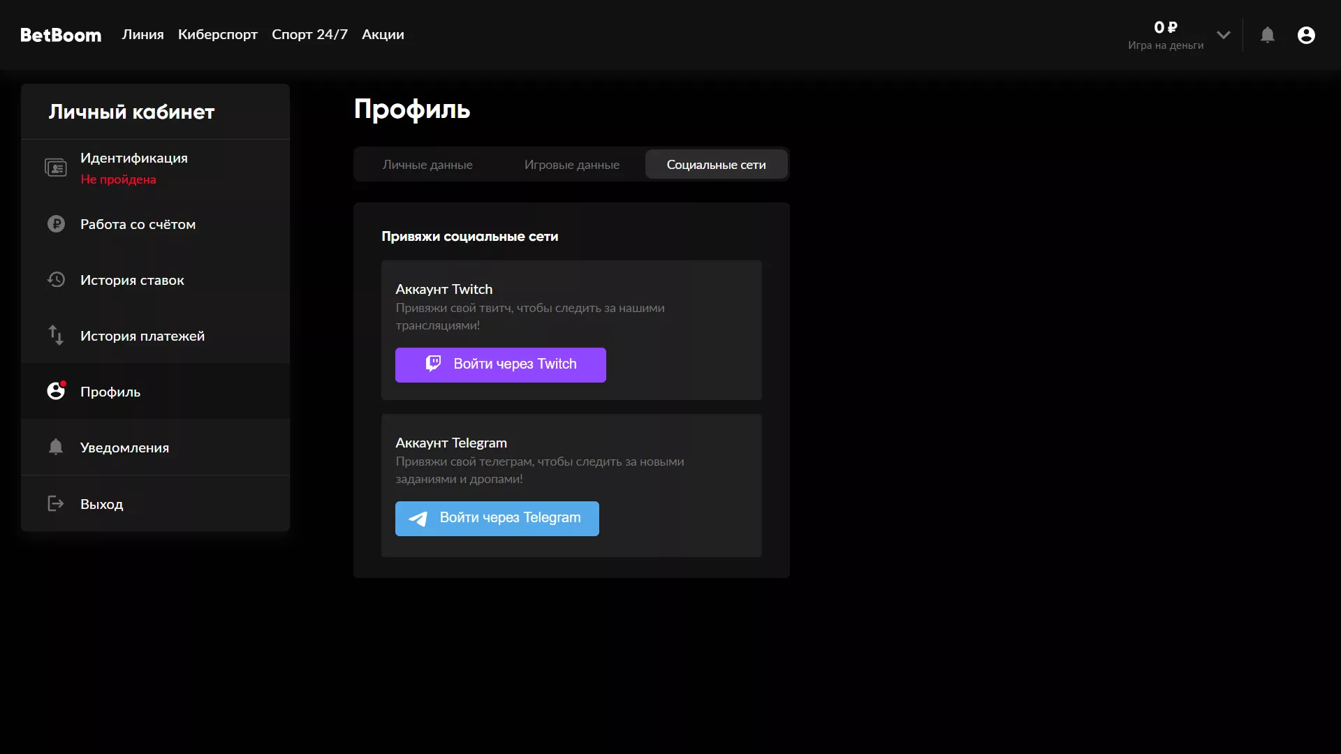 Профиль в Бетбум