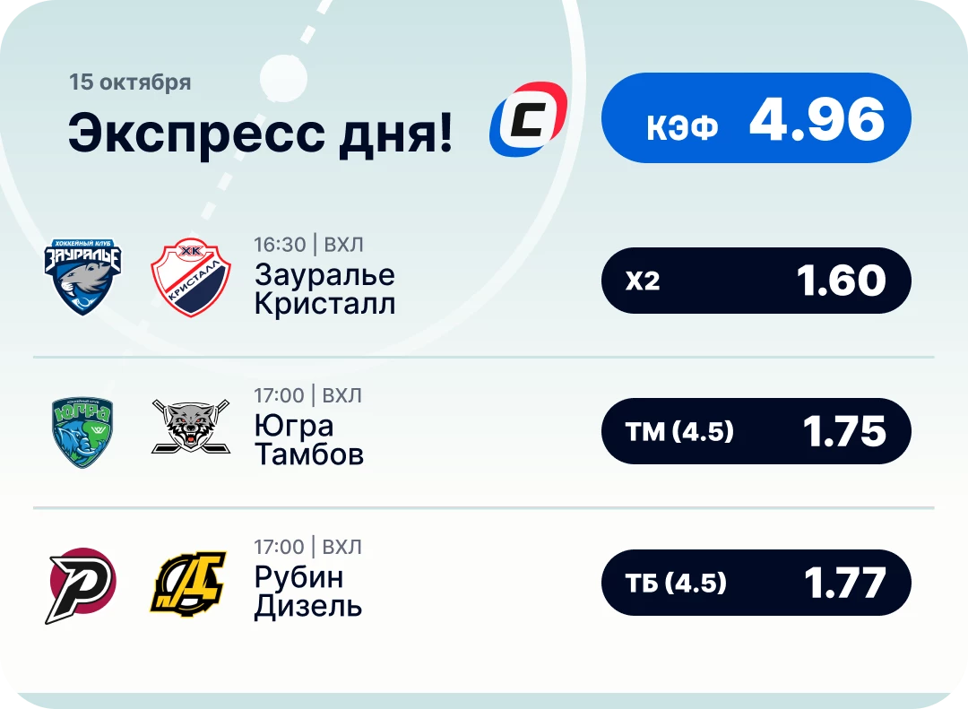 Экспресс на хоккей Хоккейный экспресс дня на 15 октября №2