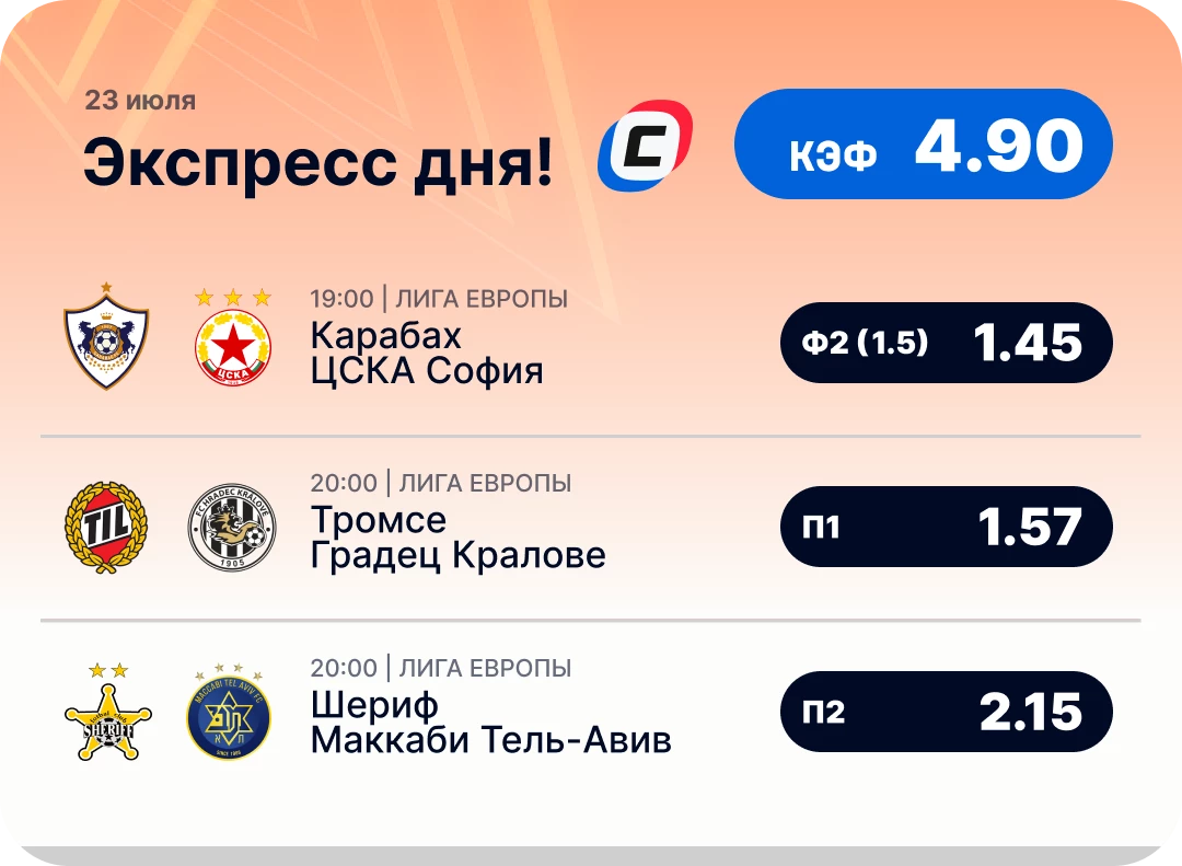Экспресс на футбол на сегодня Футбольный экспресс дня на 23 июля №1