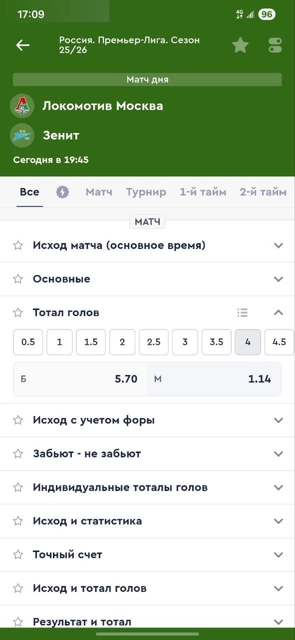 Что значит ТБ 4 в футболе