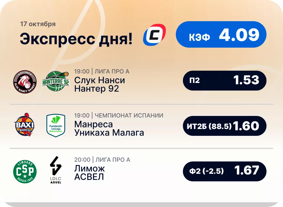 Баскетбольный экспресс дня на 17 октября №2