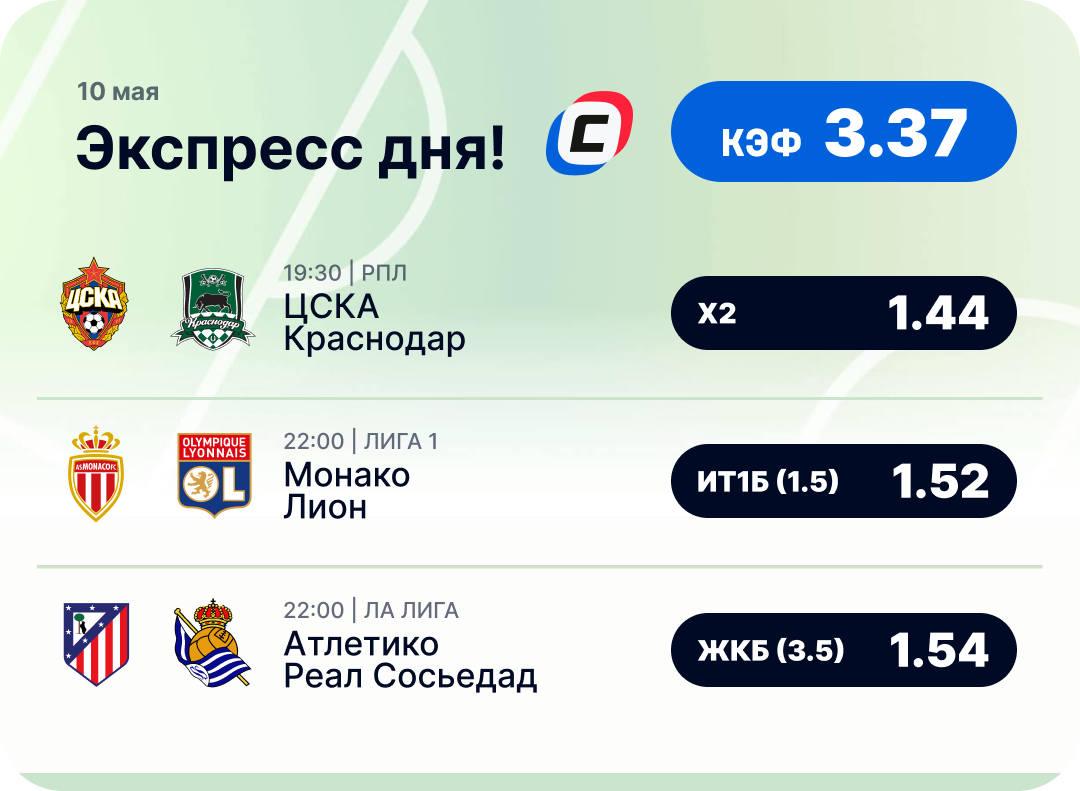 Футбольный экспресс дня на 10 мая №2