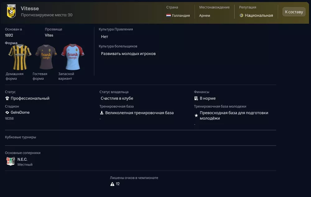 Витесс в FM 26