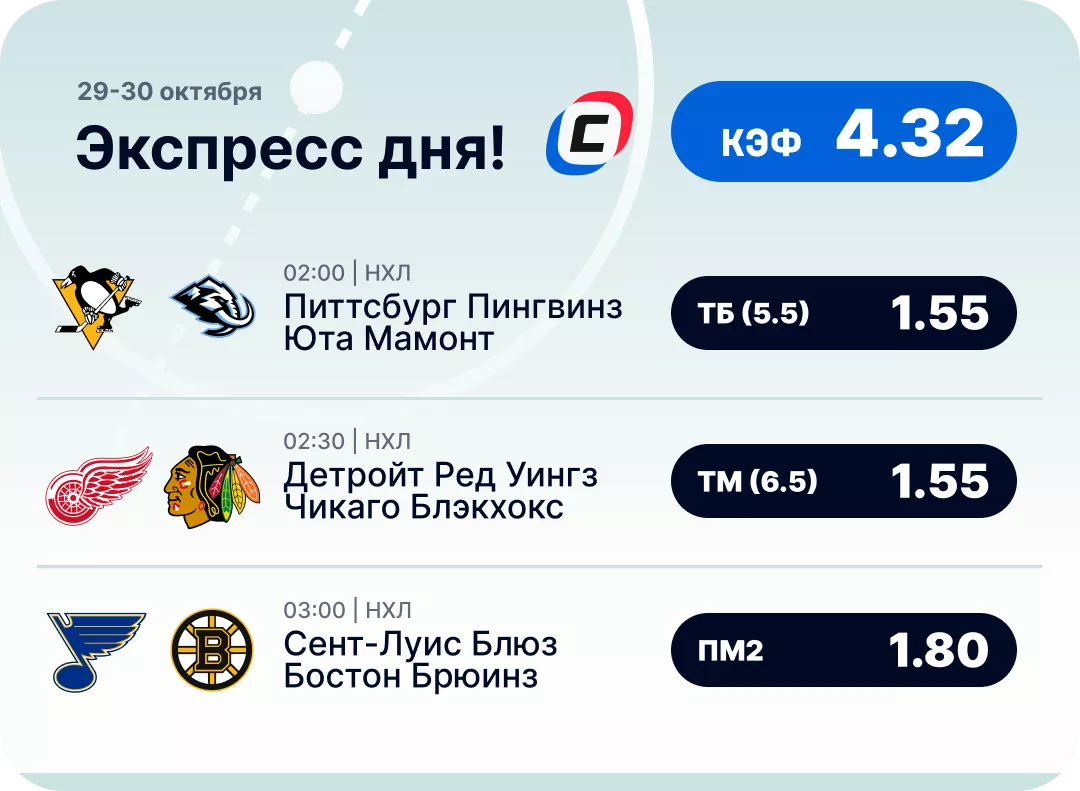 Экспресс дня на хоккей Хоккейный экспресс дня на 29 октября №2