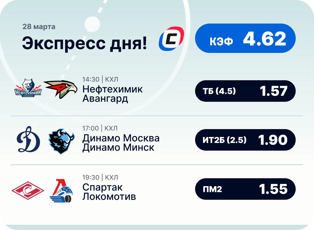 Экспресс на КХЛ сегодня Хоккейный экспресс дня на 28 марта