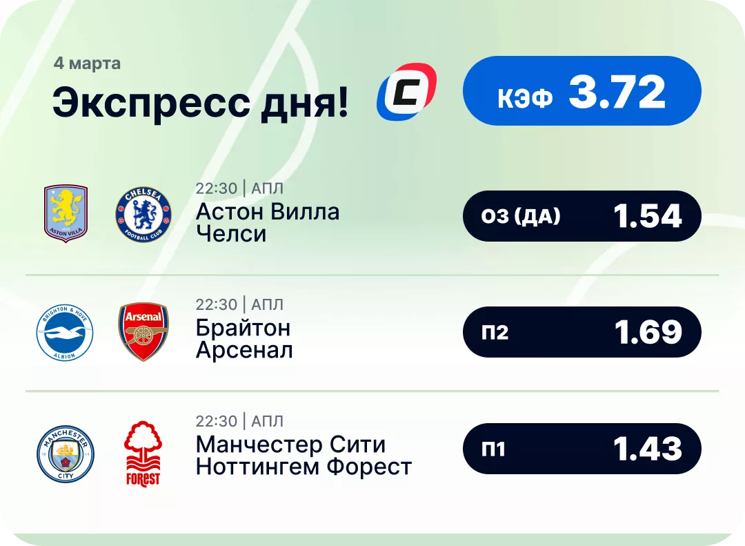 Футбольный экспресс дня на 4 марта №1
