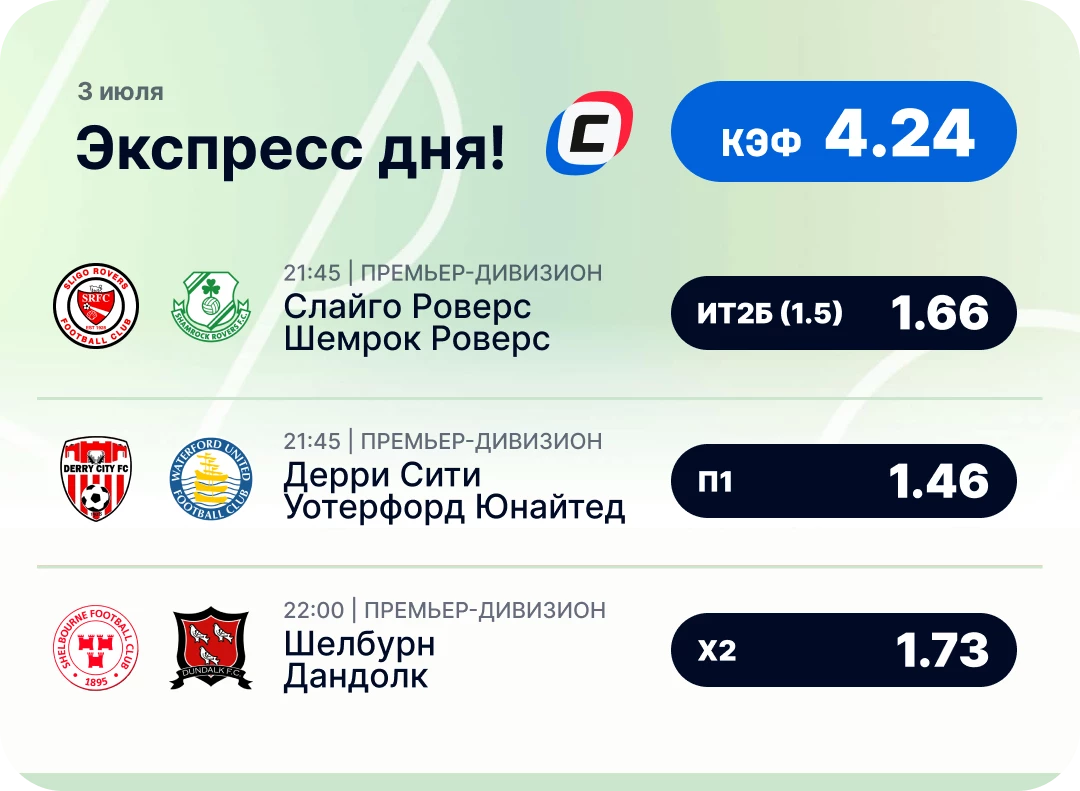 Экспресс дня на футбол Футбольный экспресс дня на 3 июля №2
