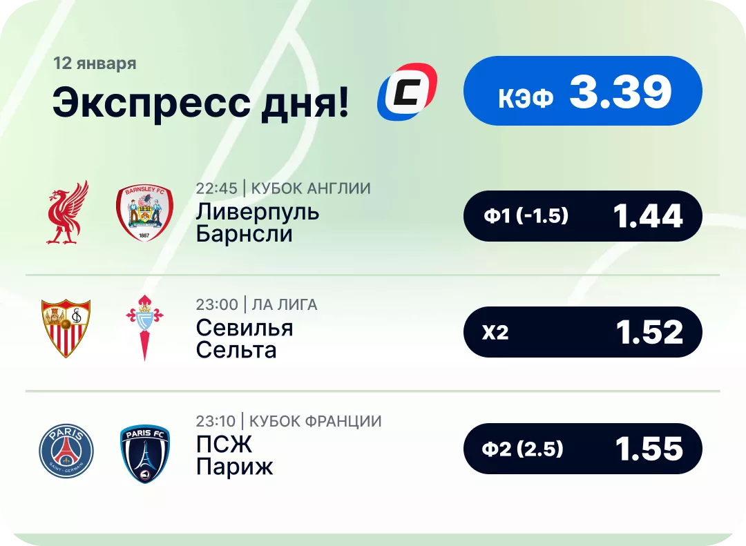 Футбольный экспресс дня на 12 января
