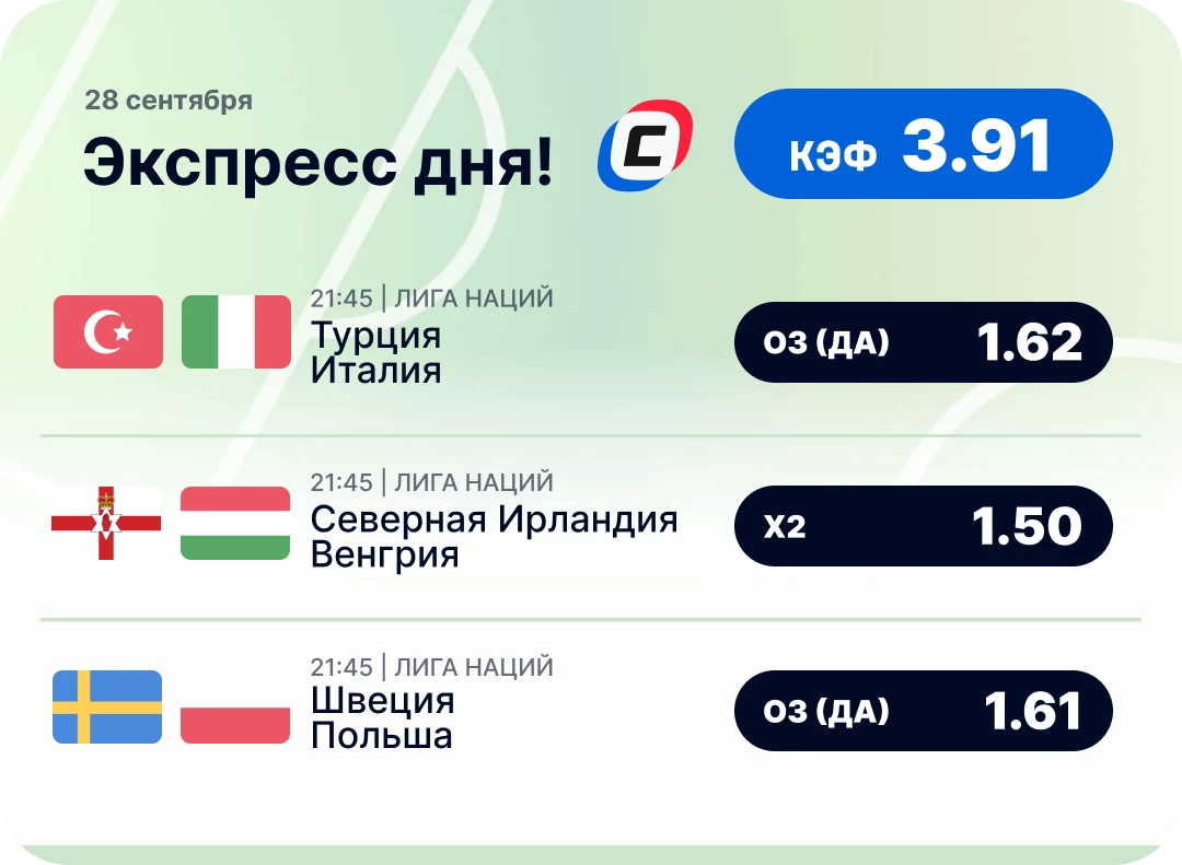 Экспресс на футбол на сегодня Футбольный экспресс дня на 28 сентября №1