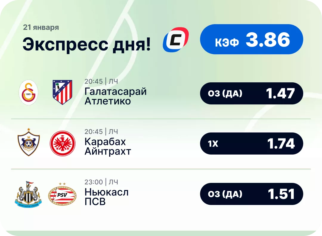 Футбольный экспресс дня на 21 января №1