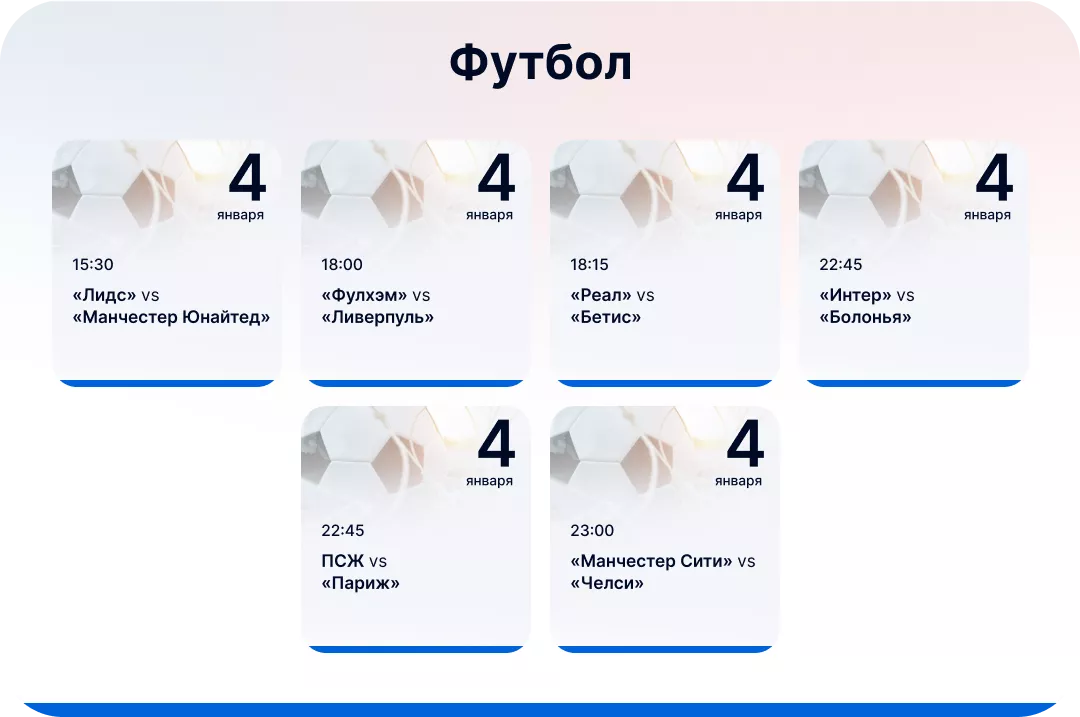 Футбольные события для ставок 4 января