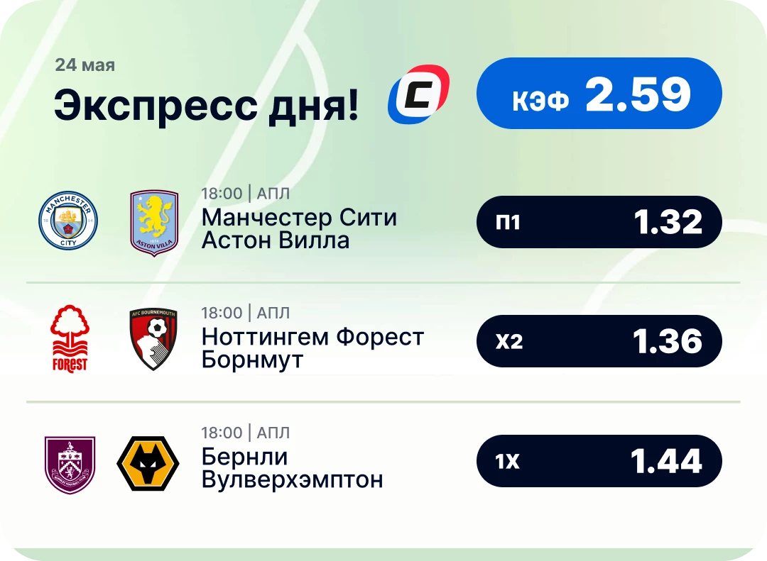 Экспресс дня на футбол на 24 мая