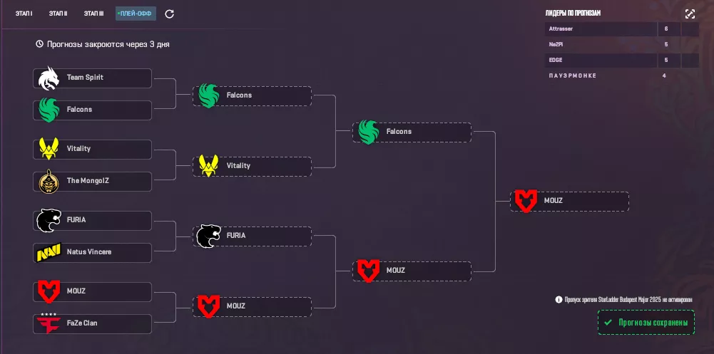 Пикем на StarLadder Budapest Major 2025 Пикем на StarLadder Budapest Major 2025