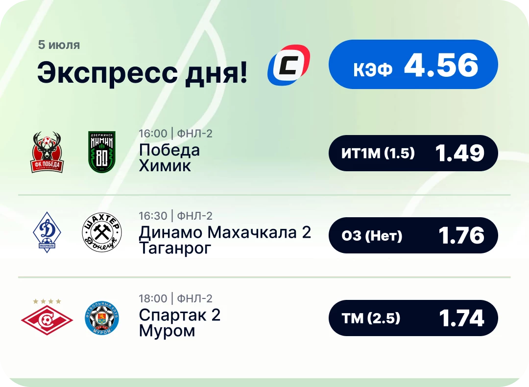 Экспресс дня на футбол Футбольный экспресс дня на 4 июля №3