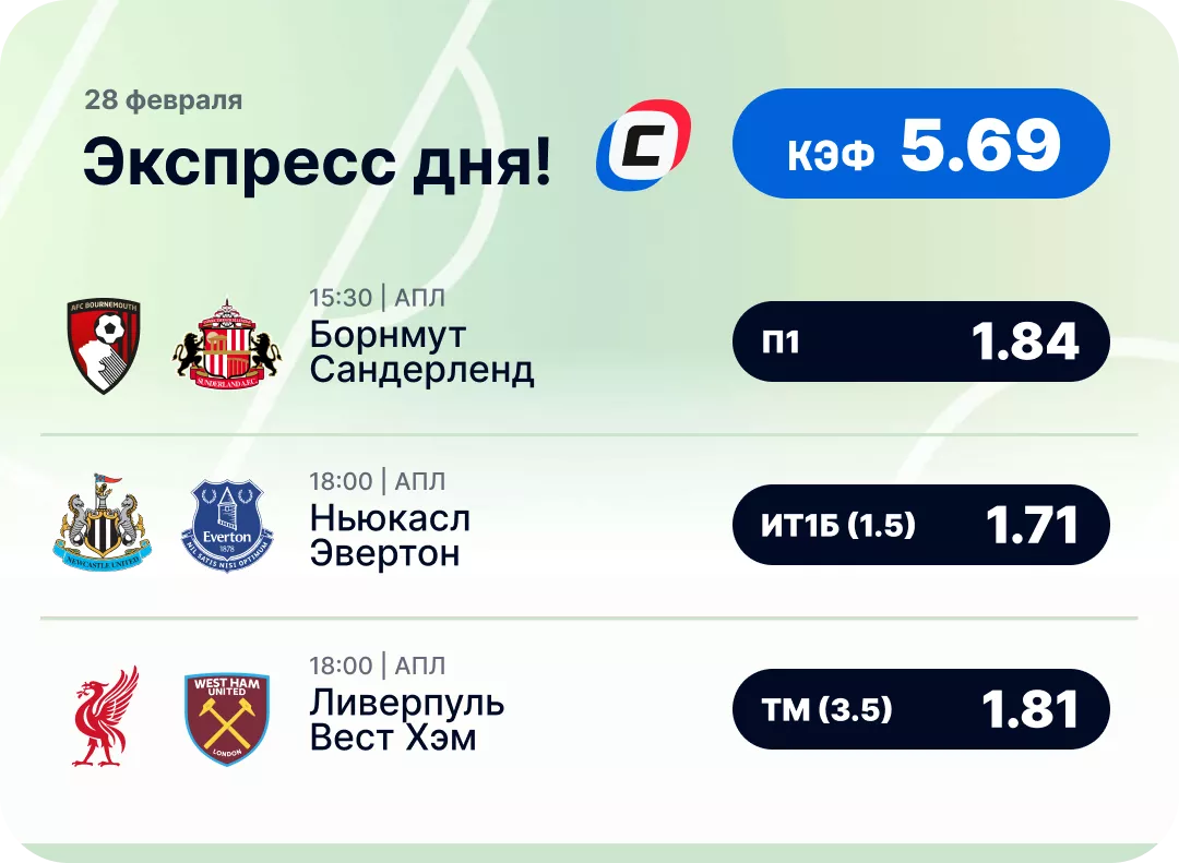 Футбольный экспресс дня на 28 февраля №1