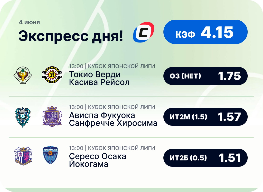 Футбольный экспресс дня на 4 июня №2