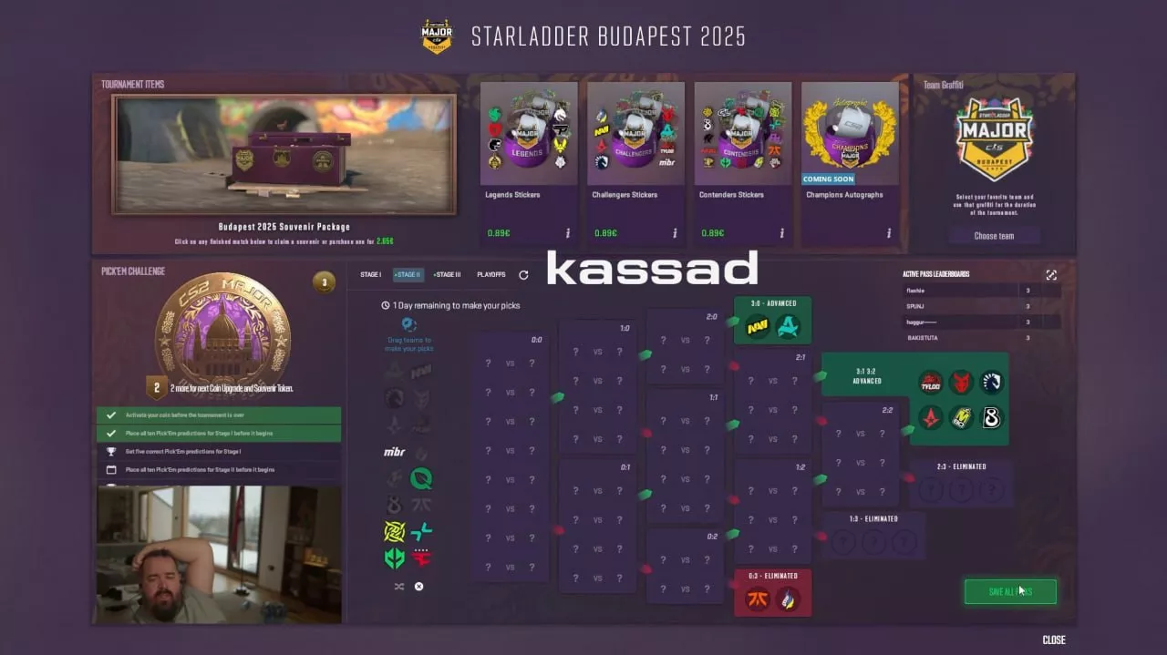 Pick’Em на вторую стадию Budapest Major 2025