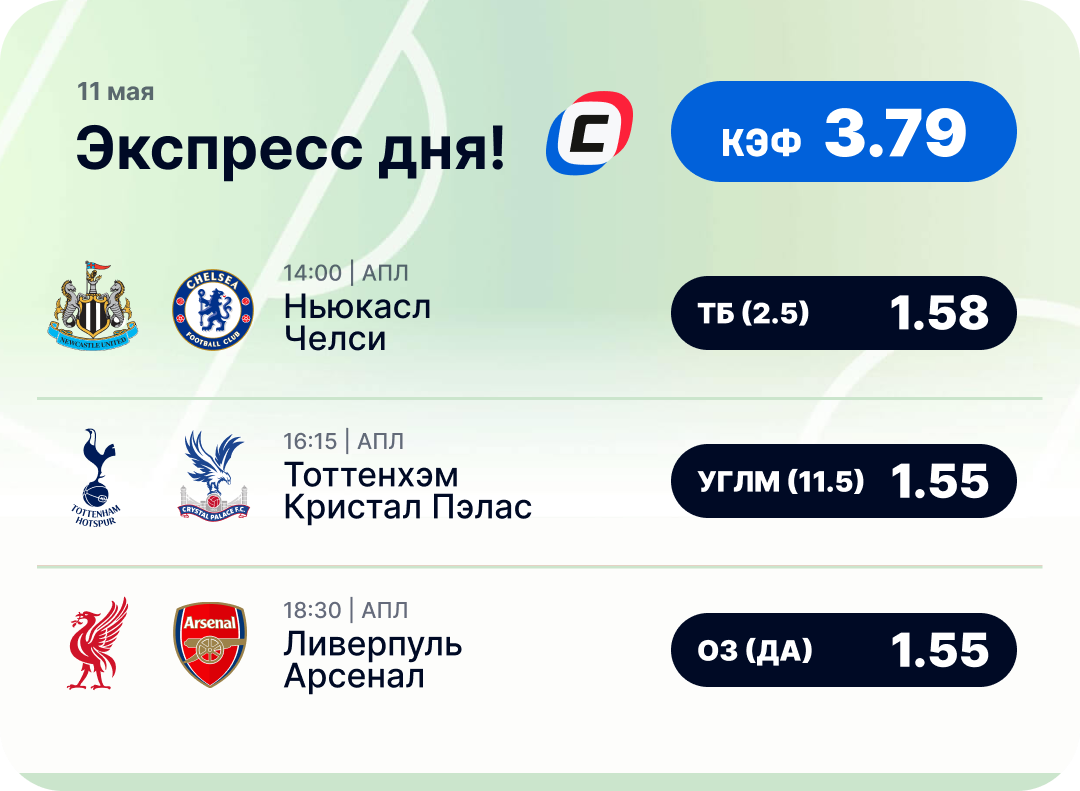 Футбольный экспресс дня на 11 мая №1