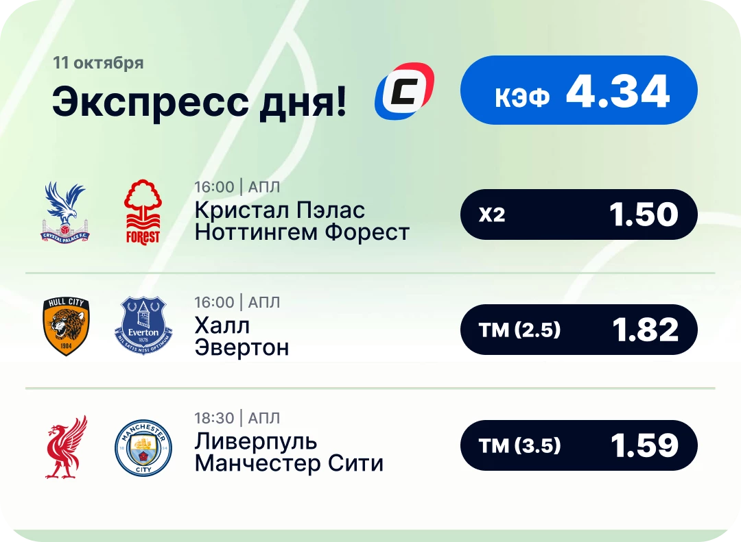 Экспресс дня на сегодня Футбольный экспресс дня на 11 октября №2