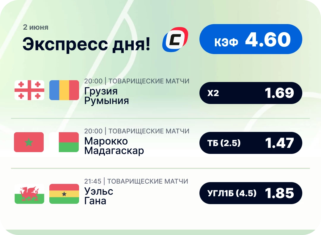Экспресс на футбол на сегодня Футбольный экспресс дня на 2 июня